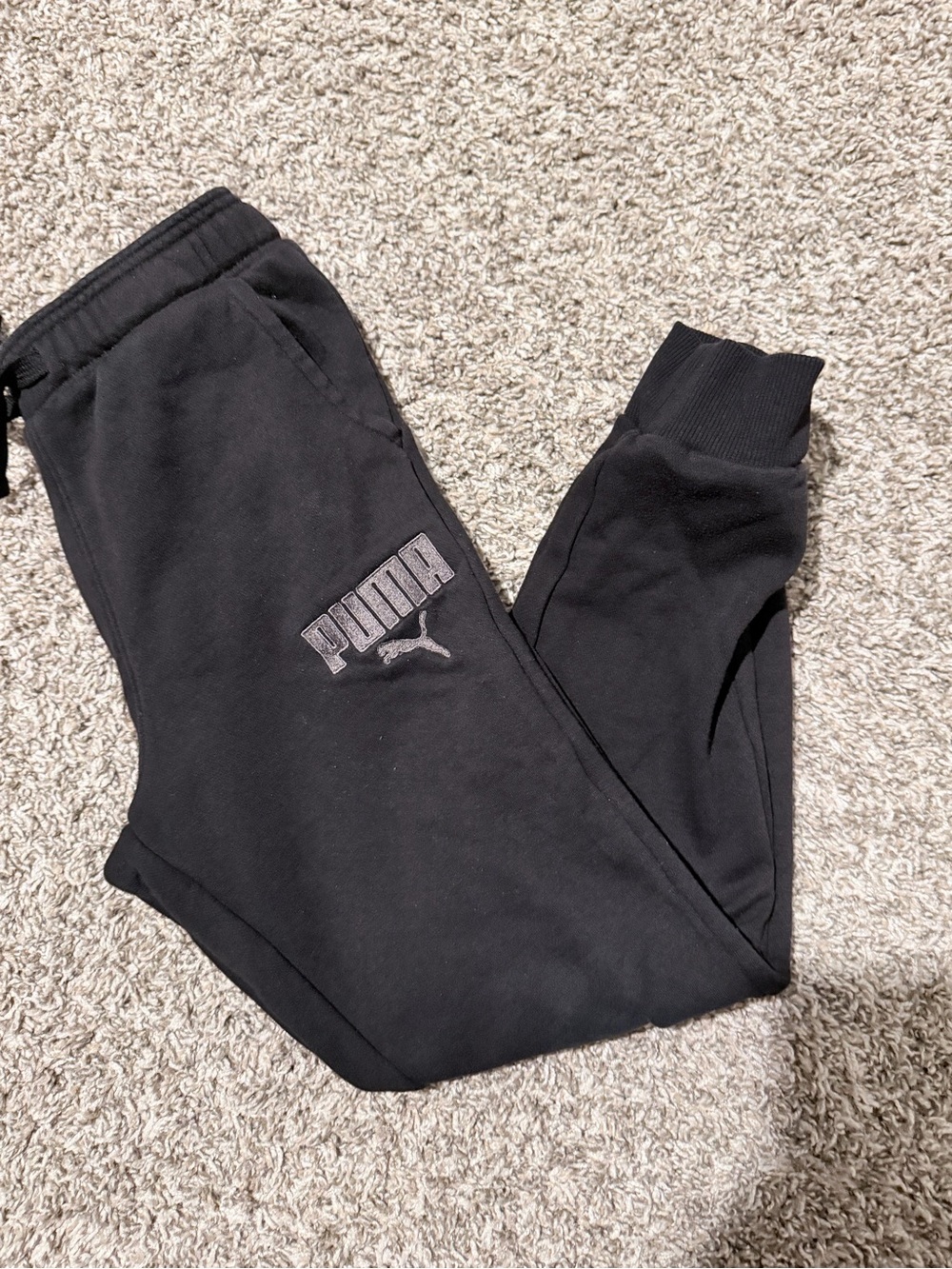 Puma Kids Black Logo Joggers